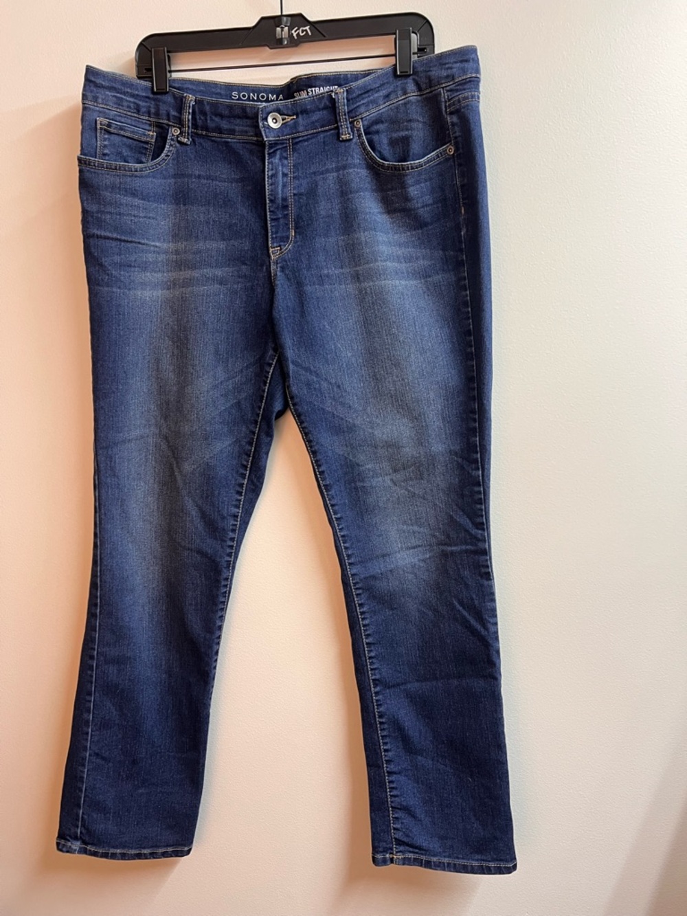 Sonoma Life Style Slim Straight Womens 16 Short Mid Rise Dark Wash Denim Jeans